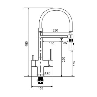 Смеситель для кухни Gappo G4397-89 с подключением фильтра питьевой воды и гибким изливом оружейная сталь/чёрный